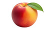 © Shadiya - Fresh peach fruit with green leaf isolated on transparent background