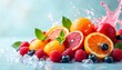 © muhammad - Fresh citrus fruits and berries splashing with liquid, healthy summer refreshment.