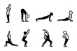 © Hanna - Illustration of sun salutation yoga sequence in eight steps