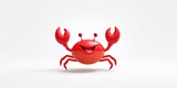 Crab character with large claws smiling on a white background, playful marine life