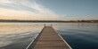 © -Quantum Pixels- - A boat dock on a lake with distant buildings, serving as a background for text layout, Earth Day