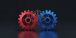 © AbstractAI - Illustration of interconnected red and blue gears symbolizing operational safety and gear system efficiency