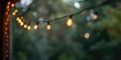 © vxnaghiyev - Close-up of outdoor garland with warm lights, used as festive decoration on a summer evening, ambient lighting for outdoor gatherings