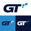 © MST - G T, T G logo type letter vector, tech isolated.