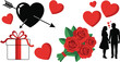 © ordgraphix - Romantic valentine s day silhouettes featuring hearts roses gift and couple