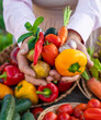 © yanadjan - farmers market with vegetables. Selective focus.