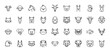 © PixeloAI - Animal head line icon set. Vector pictograms of cow, sheep, horse, cat, dog, lion, tiger, bear, elephant, monkey and bird faces, thin outline illustration.