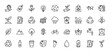 © PixeloAI - Ecology line icon set. Vector pictograms of recycling, solar panel, electric plug, water drop, gas pump, thermometer, plant, bicycle, thin outline illustration.