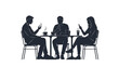 © Asid - Silhouette Cafe Gathering: Capturing a candid moment, three individuals sit at a cafe table, engrossed in their smartphones, creating a modern social scene.