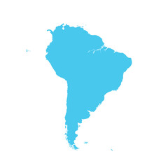 Naklejka na meble Map of South America, sign silhouette. World Map Globe. Vector Illustration isolated on transparent background. Latin American continent.