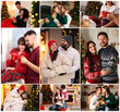 © New Africa - Christmas and winter holidays celebration. Photos of happy couples combined in collage