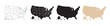 © Eakglory - Maps of the United States in various styles, with black and gold lines on a white background.