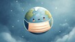 © jitharanat - Conceptual illustration of earth wearing a protective face mask symbolizing global health awareness