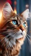 © Habibur614 - A beautiful brown tabby cat with blue eyes looking up curiously