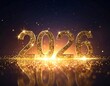 © upin - Golden year 2026 glittering against a dark, bokeh background