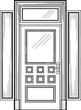 © Vhya - Handdrawn sketch of a classic front door with a transom window sidelights and decorative panels.