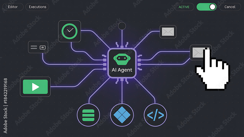 Visual programming interface demonstrating an active artificial ...