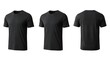 © graphiczone872 - Blank black shortsleeve tshirt, front, side, back views, perfect for apparel mockups, isolated on white background