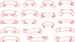 © MDAJAHAR - Vintage ribbon banner vector set, red hand drawn scrolls, blank retro labels for text, decorative design elements, isolated illustration