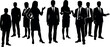 © Reginald Diesel - Business professionals silhouette group illustration showing corporate team standing in various poses representing leadership, teamwork, communication and modern workplace culture