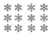 © Artstock - Collection of simple outline icons featuring various unique snowflake shapes for winter design
