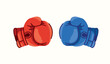 © Artoniumw - Illustration of red and blue boxing gloves, two boxing gloves colliding, concept of sports and fighting competition.