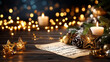 © Laura - Festive Christmas mood with music theme, holiday celebration atmosphere, defocused lights and decorations, with copy space