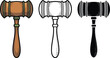 © Vector Store - Wooden gavel silhouette & Outline and illustration set isolated on transparent background