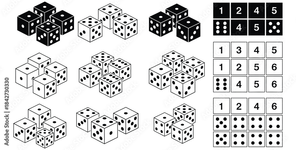 Collection of isometric dice arrangements and corresponding number ...