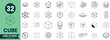 © Icon shop - Cube Line Icons Set 3D Cube, Isometric Shapes, Geometry, Structure, Box Minimal Line Art Pack
