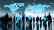 © Abul - Global connectivity concept with silhouetted people and world map