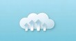© Rohan - Cloud computing upload symbol with four rising arrows on a light blue background using glass morphism effect.