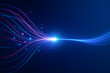 © nroy-ai - Dynamic neon data flow with colorful digital lines and particles converging into a single bright glowing central energy point