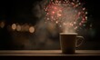 © Dan's World - Firework in night sky with coffee mug