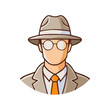 © Anastasiia - Character with Fedora Hat and Glasses Illustration, Person in Suit and Tie, Anonymous Avatar for Game Art and Profile Design