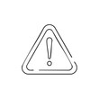 © FryArt - Exclamation mark icon in outlined triangle shape, warning sign, danger symbol, hazard attention, simple illustration, white background.