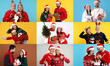 © New Africa - Christmas and winter holidays celebration. Photos of happy couples combined in collage