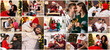 © New Africa - Christmas and winter holidays celebration. Photos of happy couples combined in collage