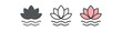 © Design Ful - mindfulness icons one flat solid monochrome one thin black outline black and white one full color flat icon lotus flower with calm lines