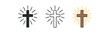 © Design Ful - religion icons one flat solid monochrome one thin black outline black and white one full color flat icon jesus cross with sun rays