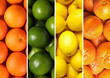 © New Africa - Citrus fruits collage, top view. Lemons, oranges, grapefruits and limes