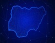 © semangka - Neon blue outline of a country against a dark, futuristic background