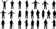 © Biplob Creatives - Silhouettes of diverse people standing in various poses, representing different ages, genders, and body types for design, illustration, and creative projects