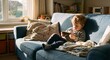 © Chrishen - Young Boy Using Smartphone on Sofa