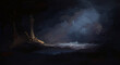 © Risky - Impasto Painting of Dark Cave with Light Streaks