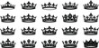 © KP Studio - Collection of elegant royal crown silhouette vectors featuring vintage ornate designs for luxury themes, monarchy symbols, and decorative artwork