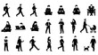 © mahameru - Everyday life: Diverse people silhouettes engaging in various daily routines