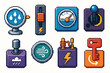 © 4zevar - Pixel art control panels with weather and energy icons in 8-bit style