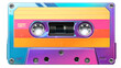 © Ali Akbar - Retro cassette tape music audio analog recording vintage technology vibrant colors 80s 90s nostalgia mixtape player media sound storage on transparent background