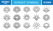 © UNIQUEstore - Clean line-style sun horizon symbols for landscape illustrations